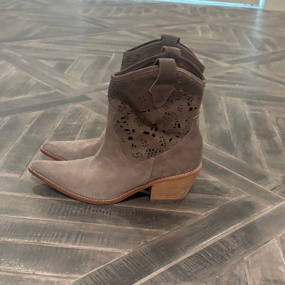 Donald J. Pliner Taupe Cut-Out Ankle Booties
